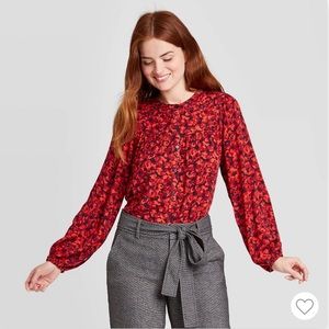 NWT Women’s Floral Print Long Sleeve Blouse size S